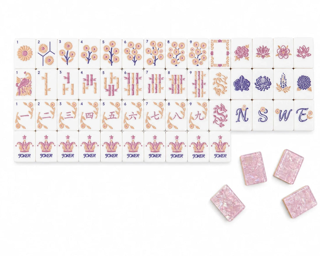 Floral American Mahjong set arranged for a complete-set checklist