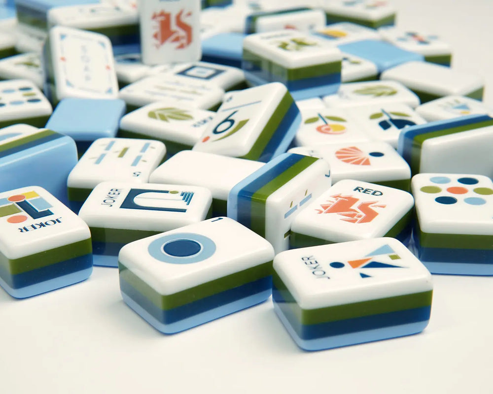 Low-angle view of Blooming Geometry tiles showing their layered construction