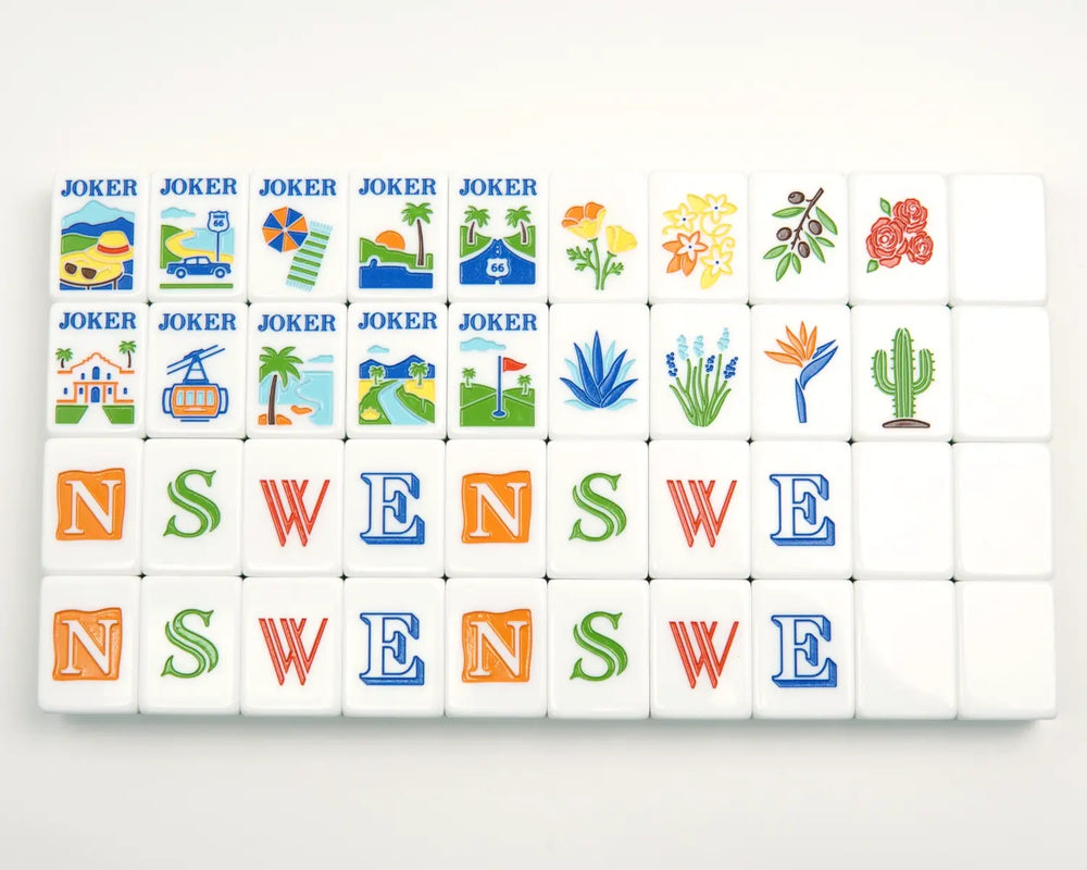 Blue Manor Jokers, flowers, winds, dragons and blank spare tiles
