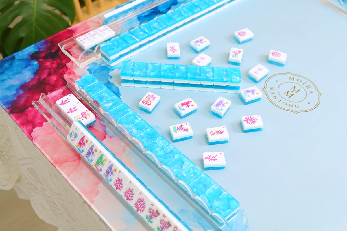 Blush Mist Mahjong Mat paired with Pink Shores mahjong tiles