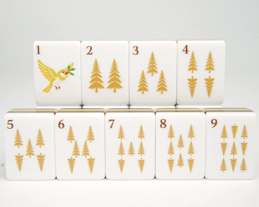 Close-up of Golden Wilds golden tree Bam tiles one through nine