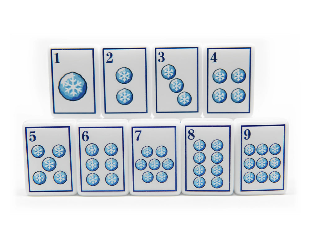 Alpine Slopes snowflake Dot tiles numbered one through nine